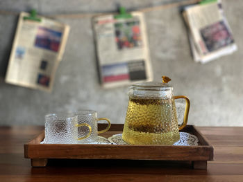 Close-up of coffee on table