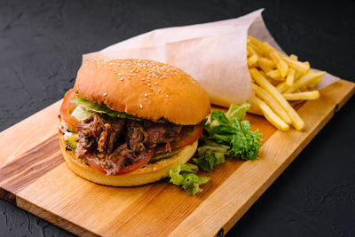 Close-up of food on cutting board