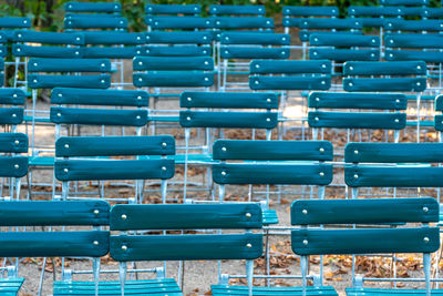 Full frame shot of chairs in park 