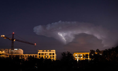 View of thunderstorm at night