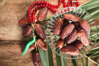 High angle view of food on table