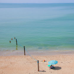 High angle view of people on beach