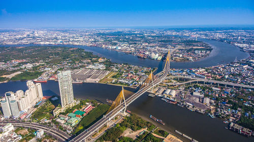 High angle view of city