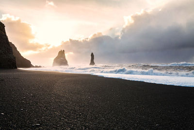 Panoramic view of sea against sky during sunset