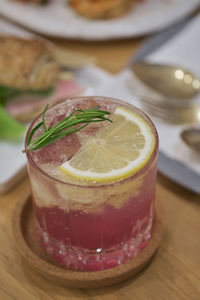 Close-up of drink in glass on table