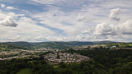 High angle view of townscape against sky