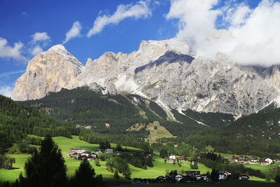 Scenic view of dolomites against sky