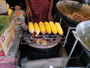 Close-up of food on barbecue grill