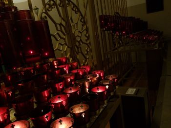 Close-up of illuminated lighting equipment