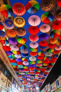 Low angle view of colorful lanterns