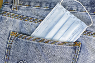 Close-up of clothes against blue background