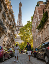 Eiffel tower at sunrise in paris france, paris eifel tower on a summer day