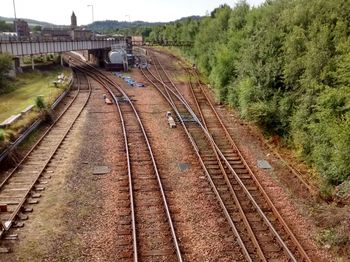 Railroad tracks on railroad track