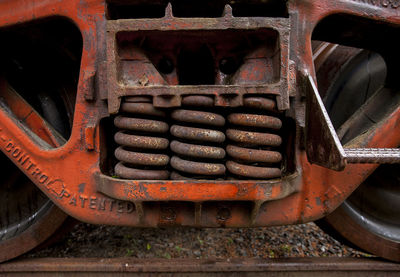 Close-up of train on railroad track