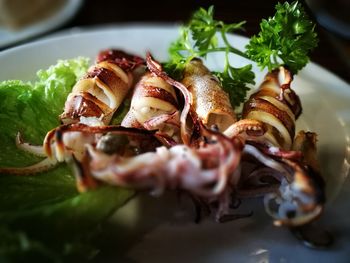 Close-up of seafood in plate