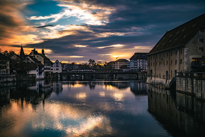 Reflection of buildings in water