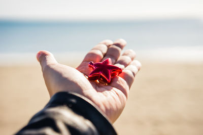 Close-up of hand holding star shape