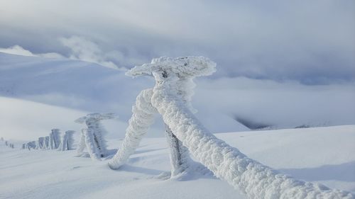 Snow covered mountain against sky