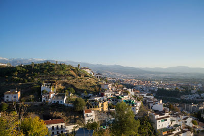 High angle view of townscape against sky