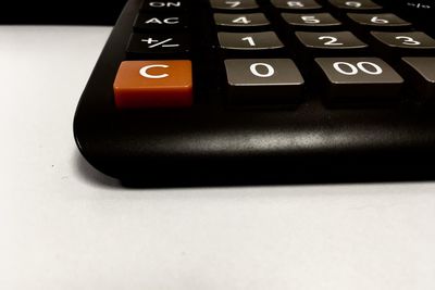 Close-up of computer keyboard on table