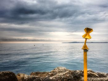 Scenic view of sea against dramatic sky