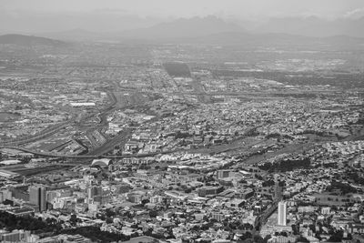 High angle view of cityscape against sky