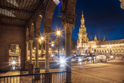 Illuminated buildings at night