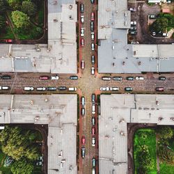 Directly above shot of traffic on city street