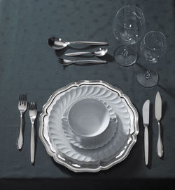 High angle view of empty plate on table