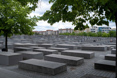 View of cemetery against sky