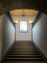 Low angle view of empty staircase in building