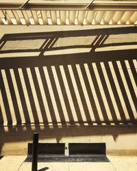 Close-up of shadow on tiled floor