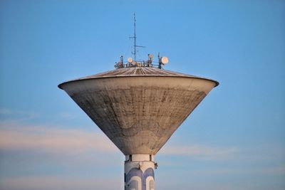 Low angle view of water tower against clear sky