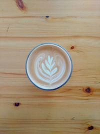 Directly above shot of cappuccino on table