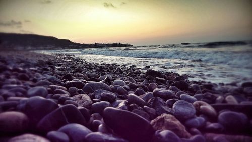 Scenic view of sea at sunset
