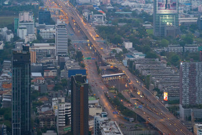 High angle view of buildings in city