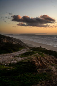 Scenic view of sea against sky during sunset