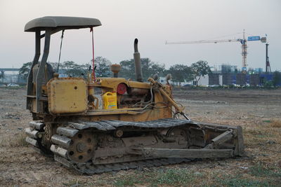 Construction site on field against sky