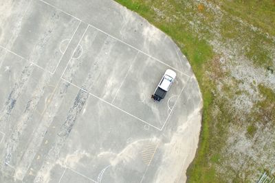 High angle view of information sign