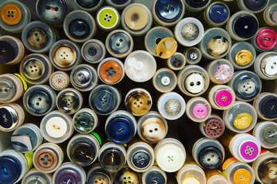 Full frame shot of multi colored buttons