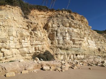 Low angle view of rock formations