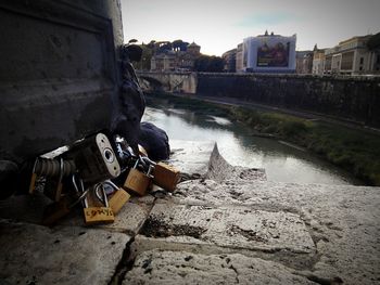 View of canal in city