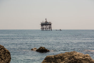 Scenic view of sea against clear sky