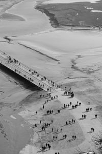 High angle view of people on beach