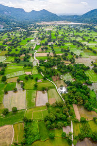 High angle view of townscape against sky