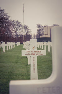 View of cross in cemetery