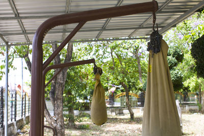 View of sculpture against plants