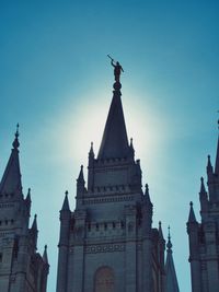 Low angle view of temple building against sky