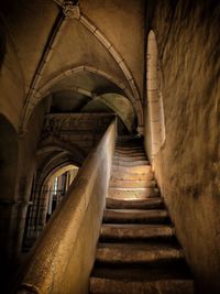 Low angle view of steps in old building