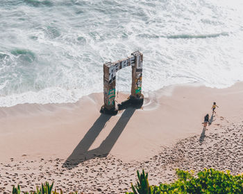 High angle view of people on beach